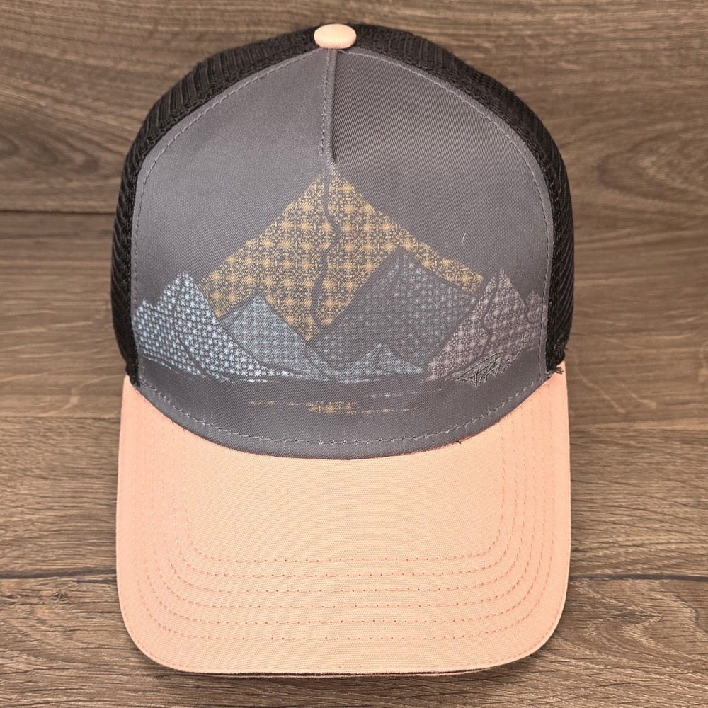prAna La Viva Hat Cap Womens Snap Back Grey Pink Mountain Trucker Outdoor